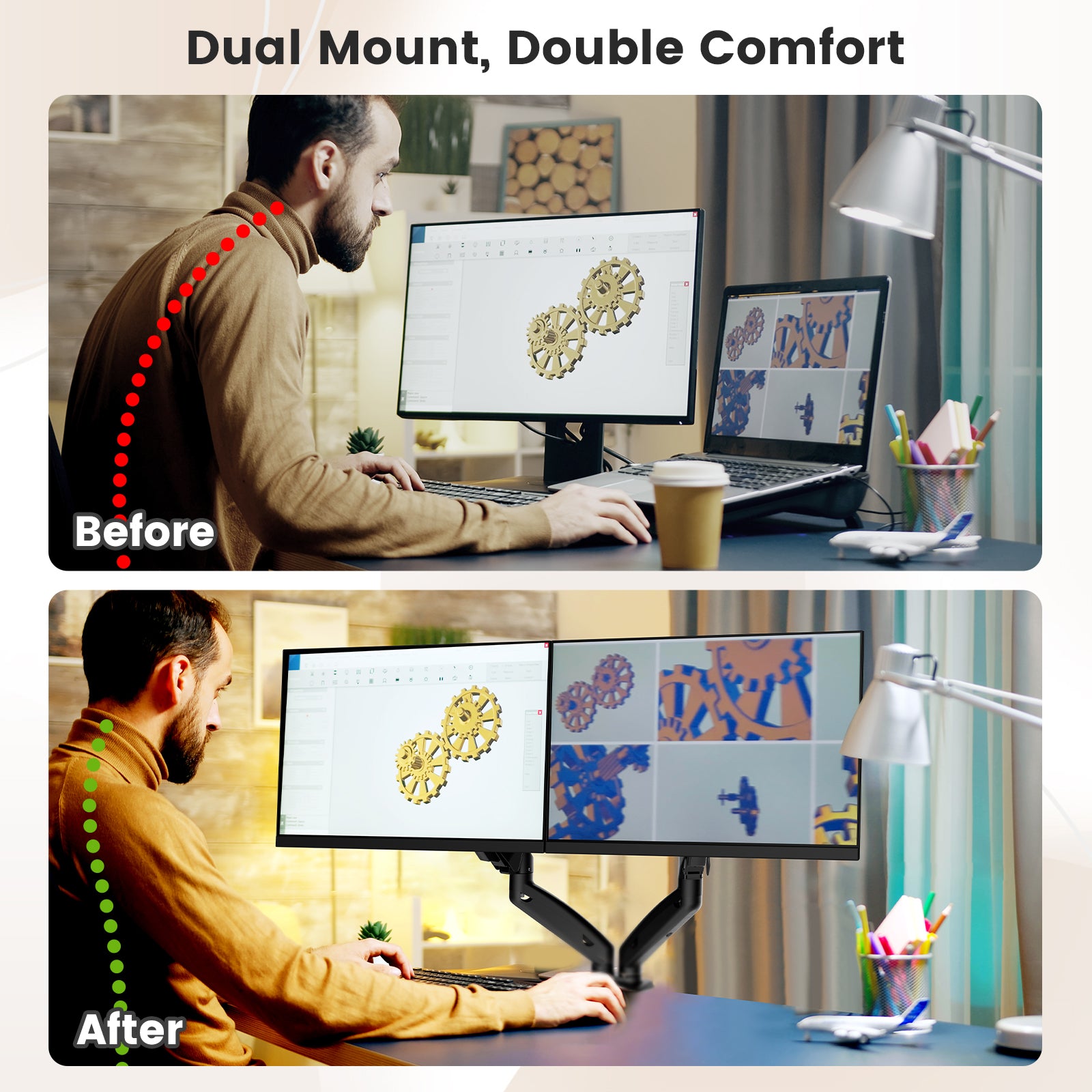 ACGAM MAS-1D Spring-Assisted Dual-Monitor Mount