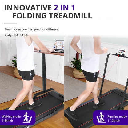 ACGAM T02P 2 in 1 Folding Treadmill with Wheels - Remote Control and LED Display