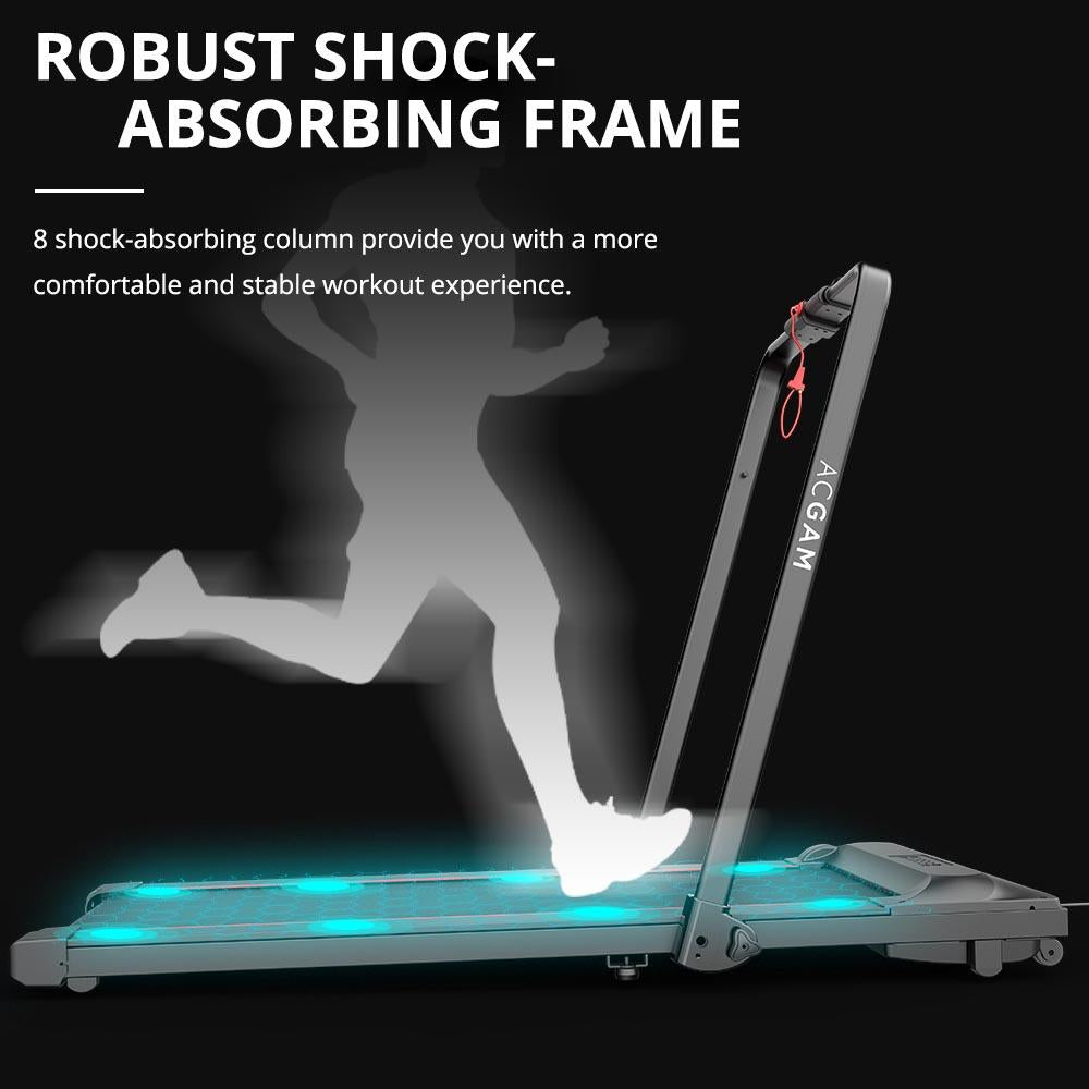 ACGAM T02P 2 in 1 Folding Treadmill with Wheels - Remote Control and LED Display